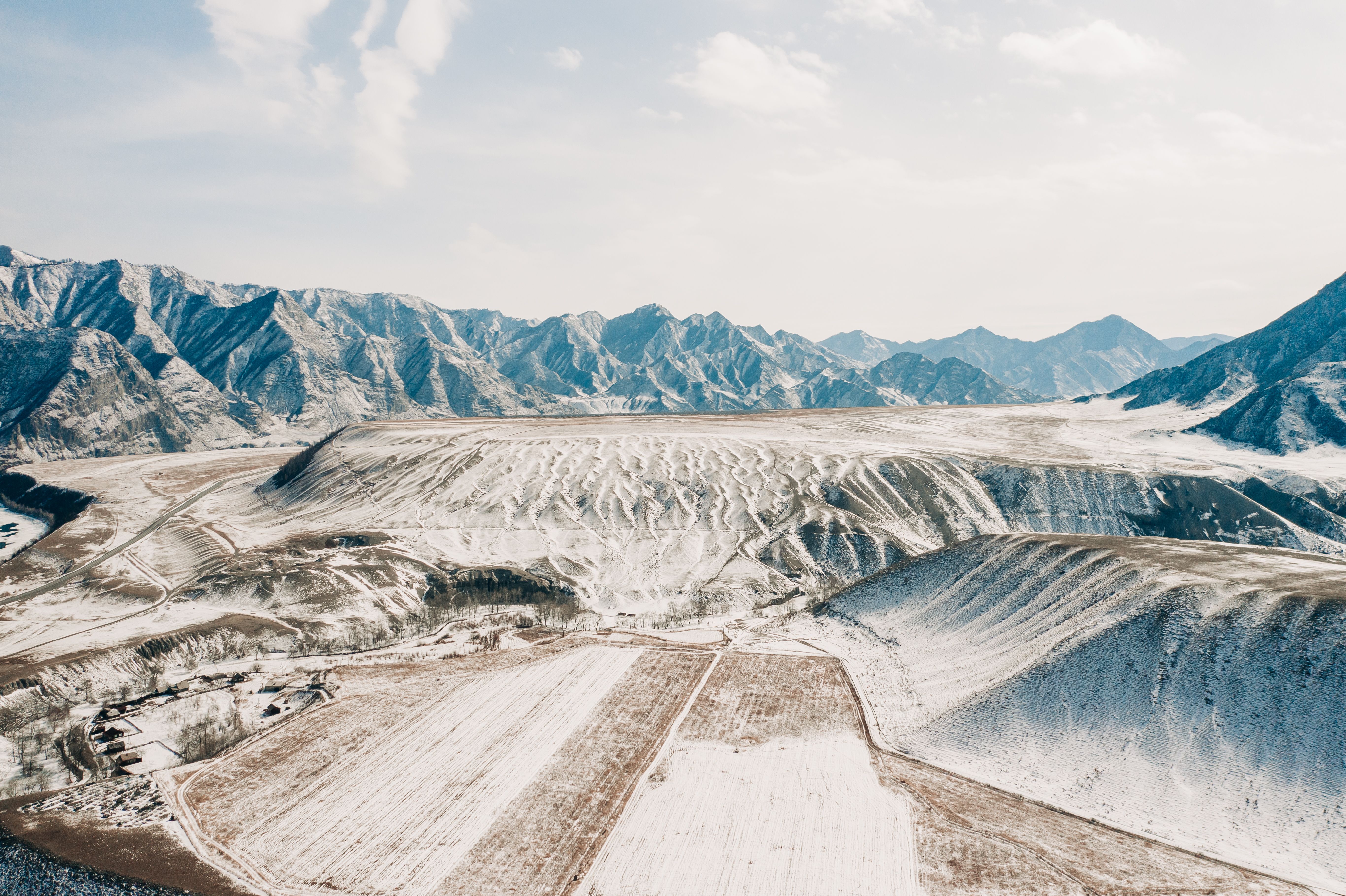 Aerial View of Snow Covered Mountains · Free Stock Photo