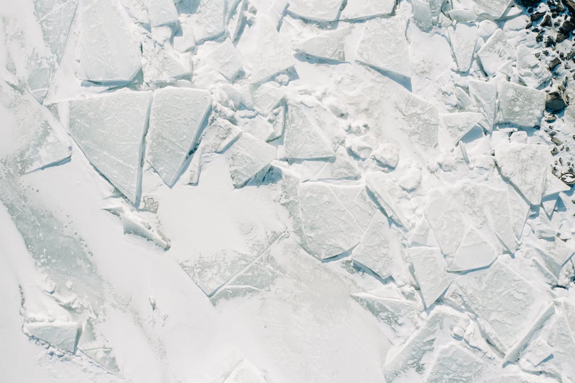 Close Up Shot of Snow Covered Rocks