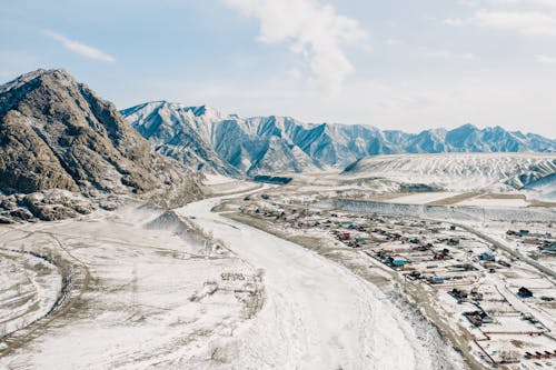 Immagine gratuita di ambiente, coperto di neve, fotografia aerea