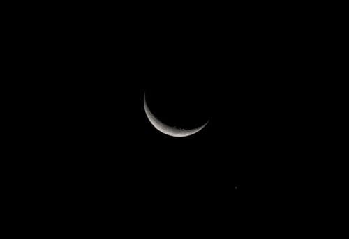 Close-Up Shot of a Crescent Moon in the Sky