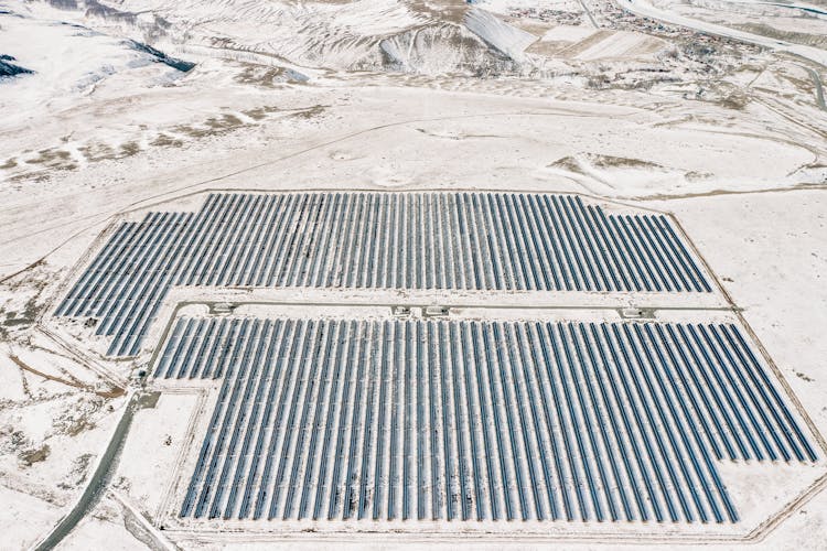 Aerial View Of A Solar Farm