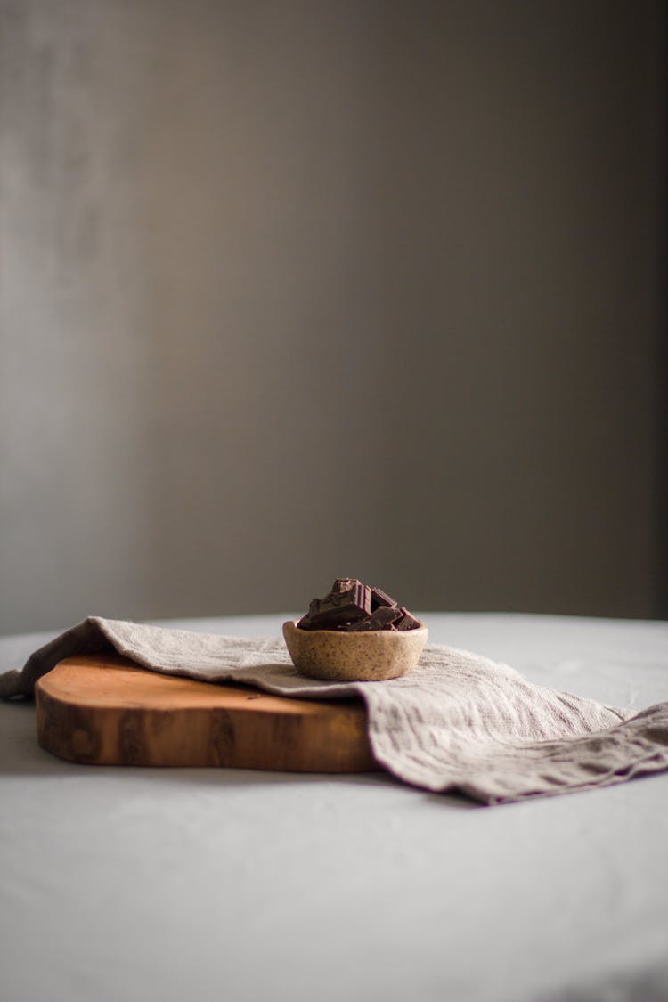 Delicious Sweet Chocolate Tart On Wooden Board