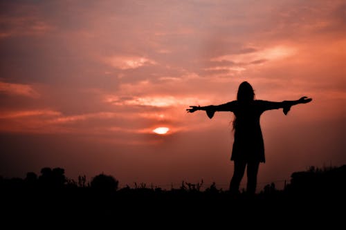 Silhouette of a Woman during Sunset