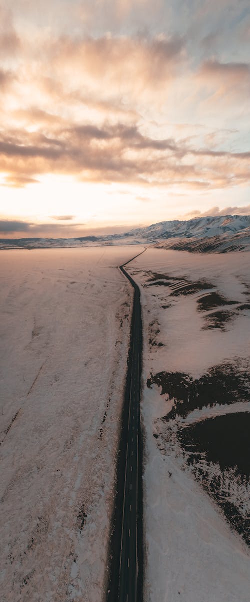 Aerial View of Snow Covered Field