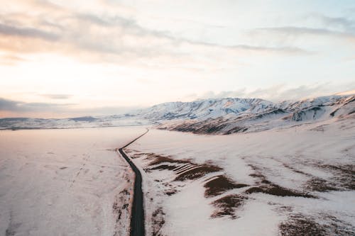 Aerial View of Snow Covered Mountain