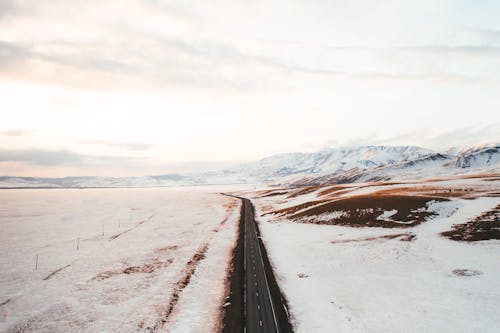 Aerial View of Snow Covered Field