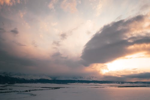 Aerial View of Snow Covered Field