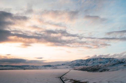 Aerial View of Snow Covered Mountains