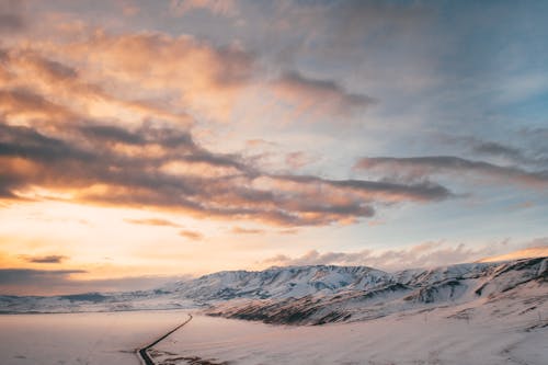 Aerial View of Snow Covered Mountains