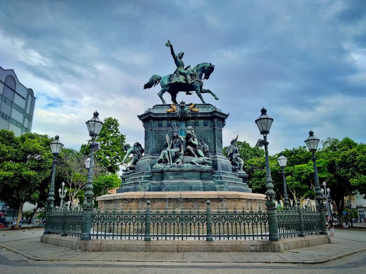 Equestrian Statue On City Square