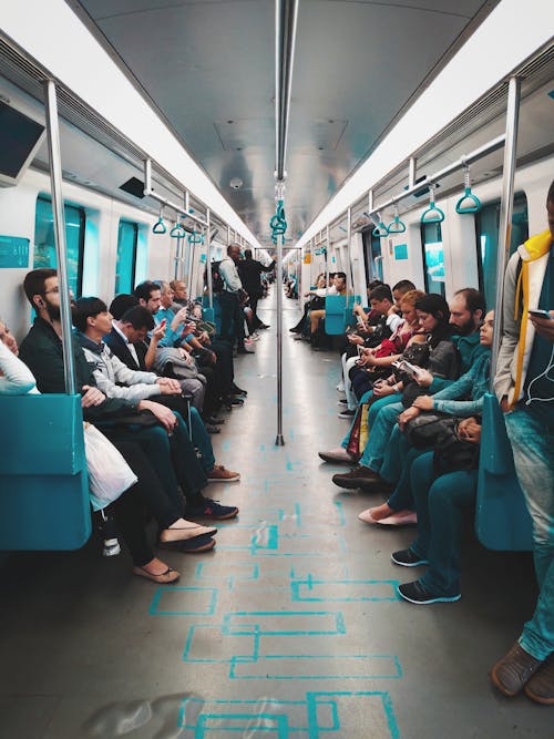 Free Passengers in urban underground train Stock Photo