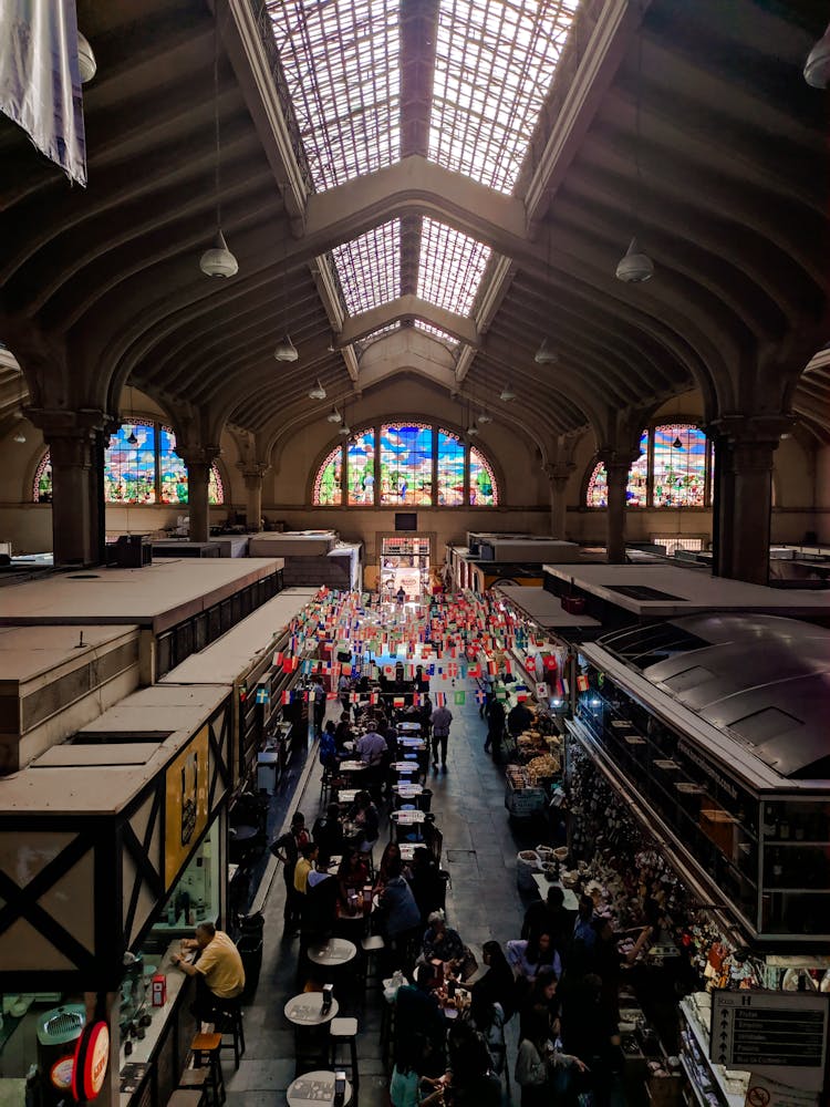 Municipal Market In Old Building With Unrecognizable Citizens