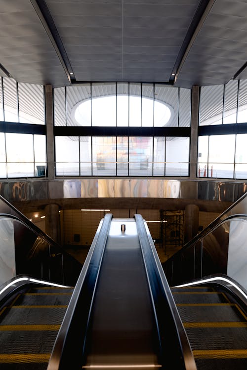 Free Moving stairs in contemporary metro station in city Stock Photo