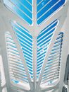 Neofuturistic styled roof of modern science museum in sunlight