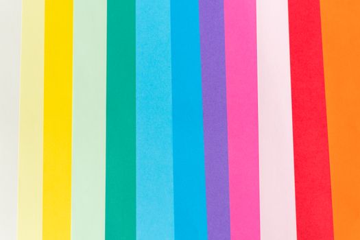 Top view of palette of vibrant colorful lines with different shades in row forming abstract background