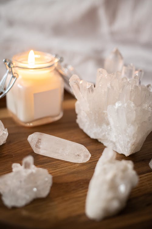 Free White Candle on Brown Wooden Tray Stock Photo