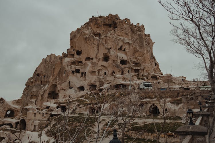 Mountain With Carved Houses In National Park