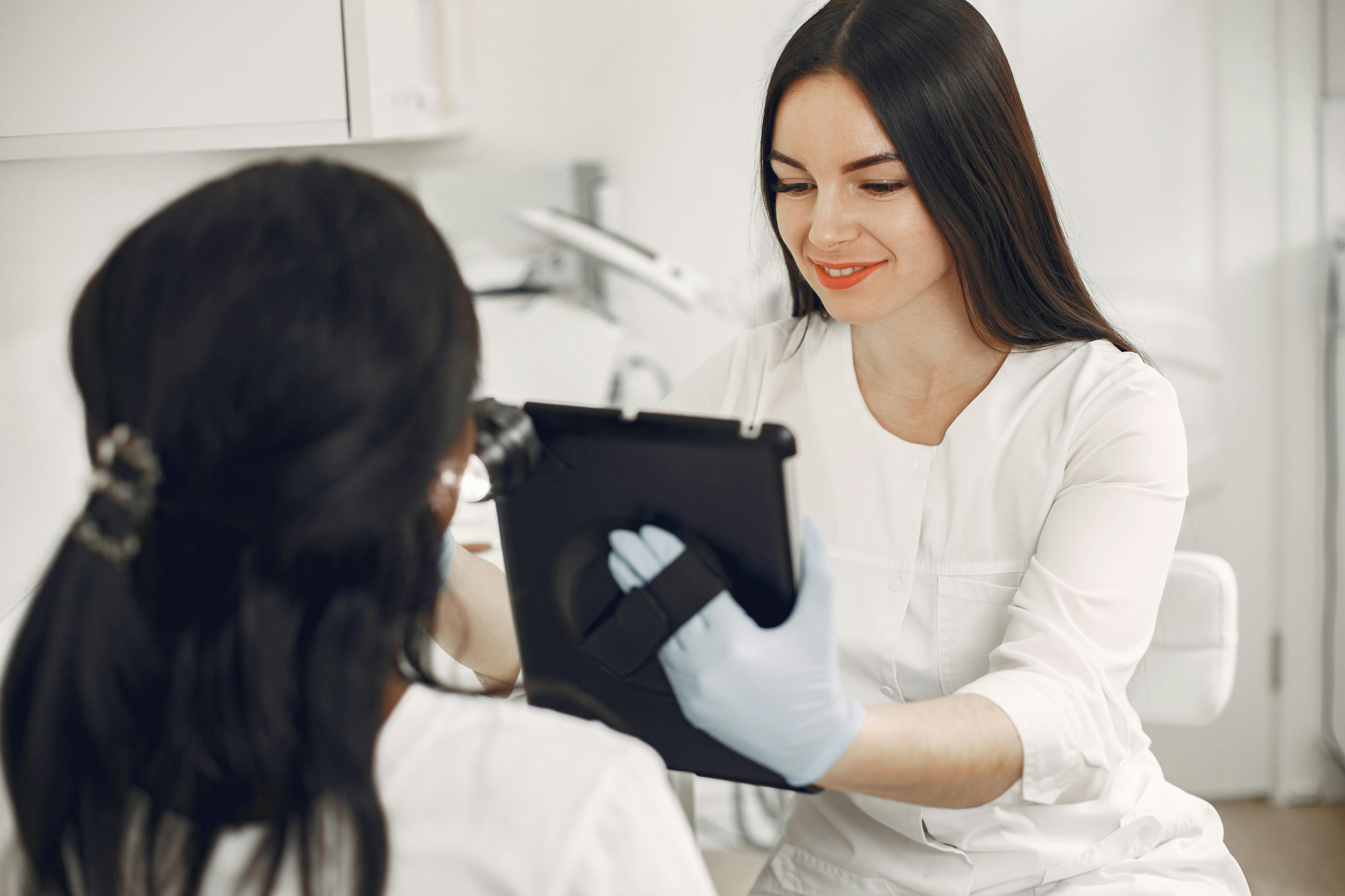 beautician using a tablet