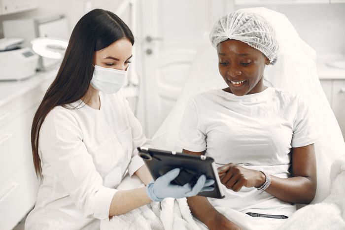 Dermatologist consultation with a patient