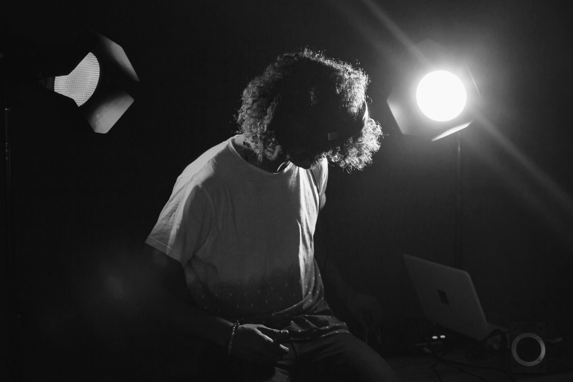 Black and White Photo of a Man in a Music Studio · Free Stock Photo
