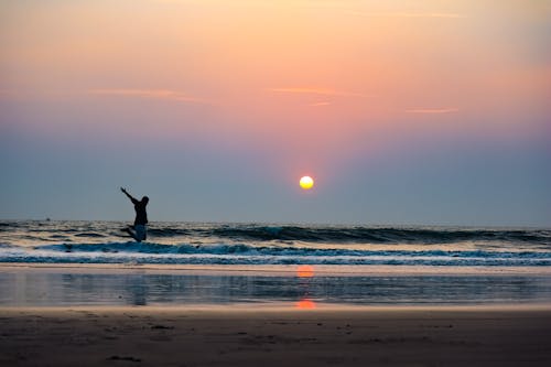 Free stock photo of beach sunset, by the sea, jump
