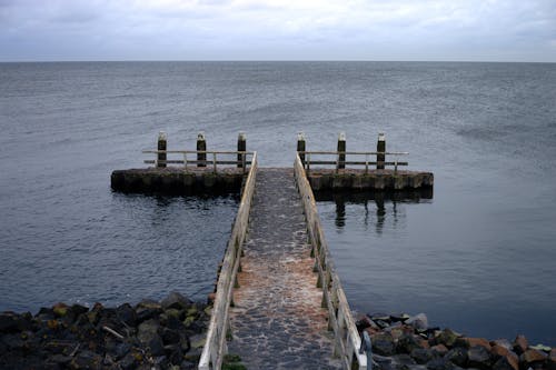 Cloudy Sky over a Dock on a Lake