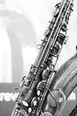 Brass Saxophone in Close Up Photography