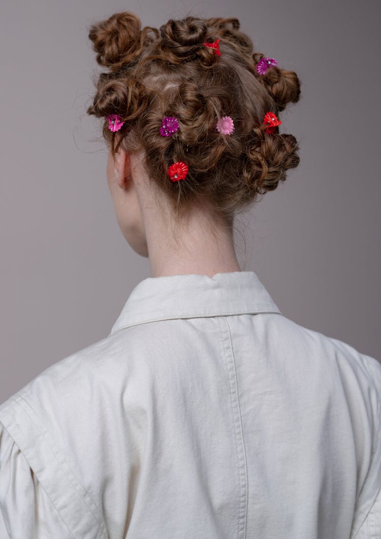 Woman With Clips On Her Hair