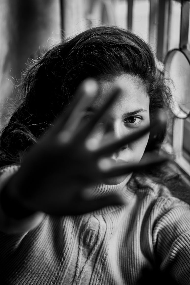 Woman Showing Hand To Camera