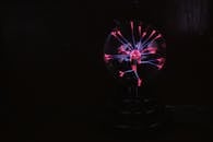 Mystic plasma ball placed in dark room