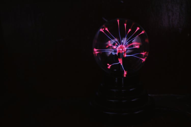 Mystic Plasma Ball Placed In Dark Room