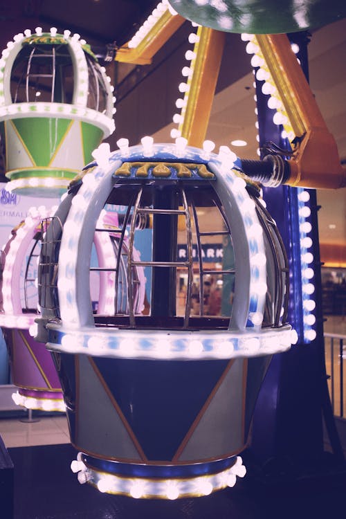 Free Illuminated carousel in amusement park Stock Photo