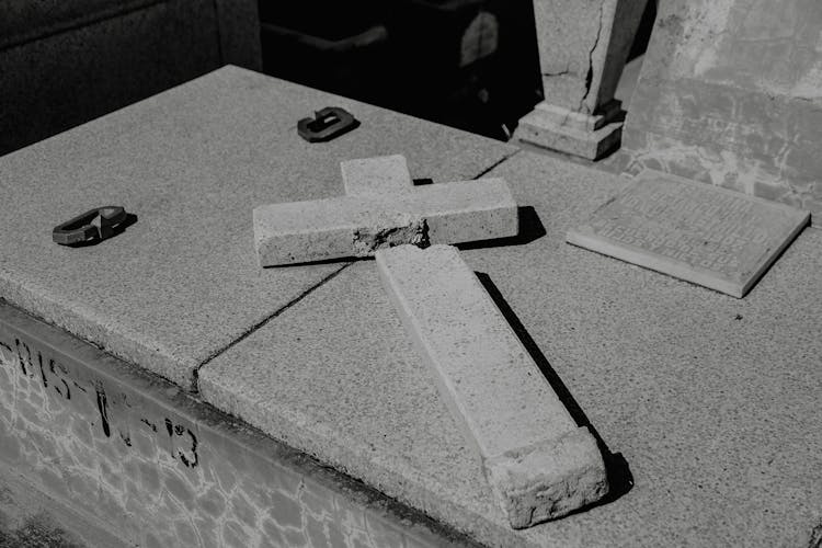 Broken Cross On Tomb