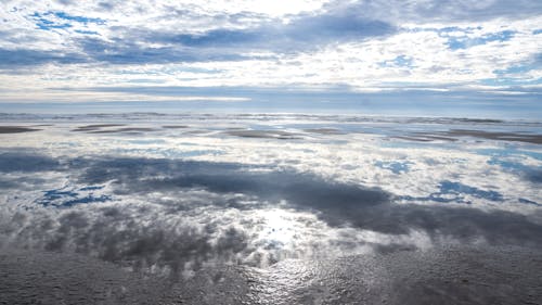 Free stock photo of beach, cloud reflection, clouds