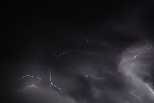 Free Lightning on a Cloudy Dark Sky  Stock Photo