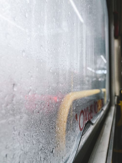 Free stock photo of bus, city, drops of water Stock Photo