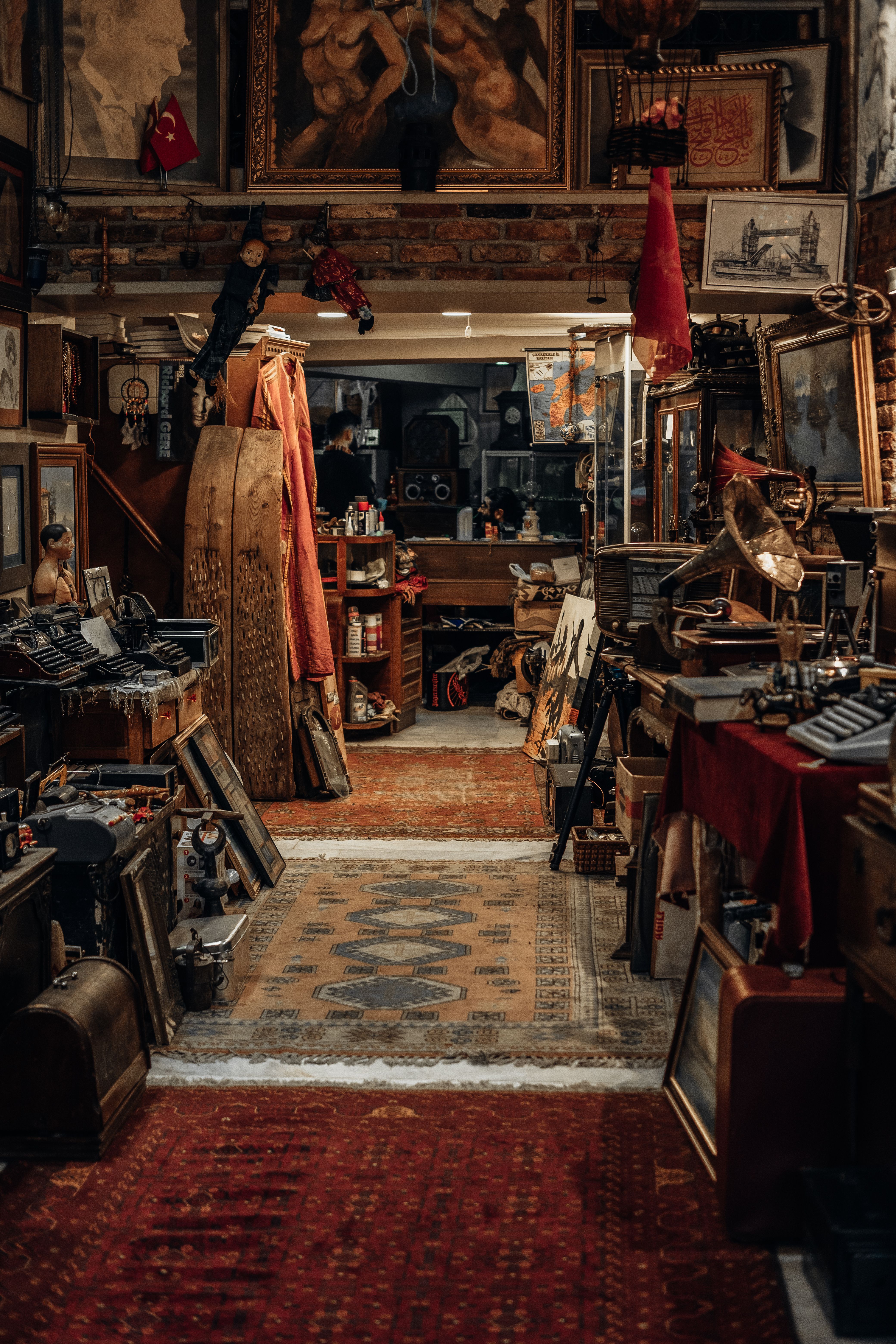 retro furniture and vintage decor in antique store