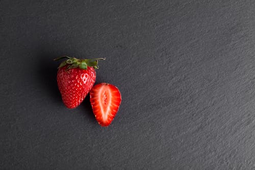 Free Red Strawberries on Black Background Stock Photo
