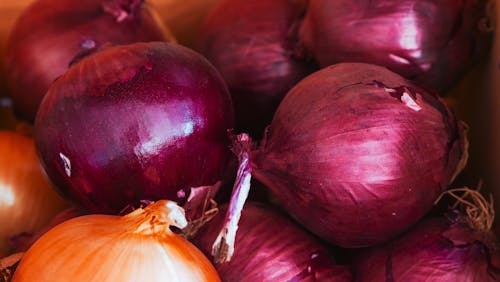 A Close-up Shot of Red Onions