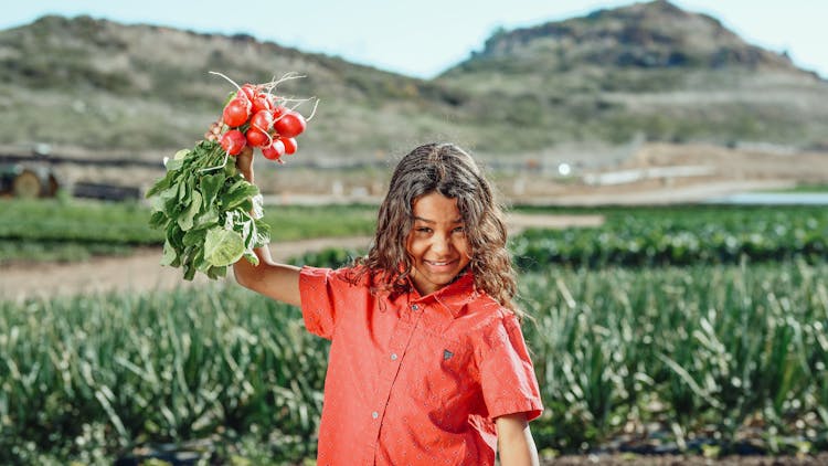 Photo Of A Child Holding Radishes