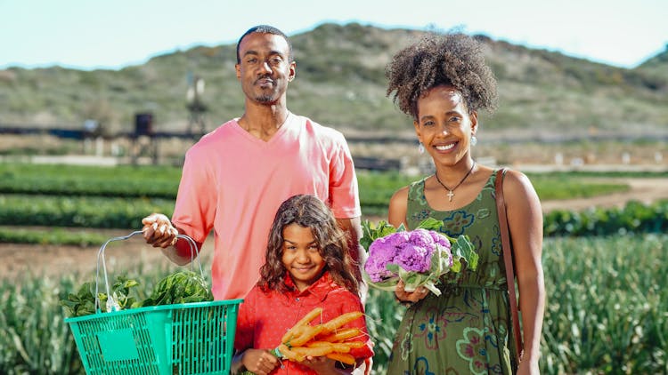 Family Harvesting Vegetables