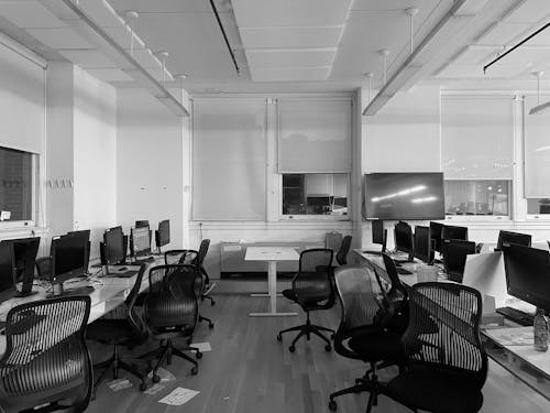Free Grayscale Photo of Computer Lab Stock Photo