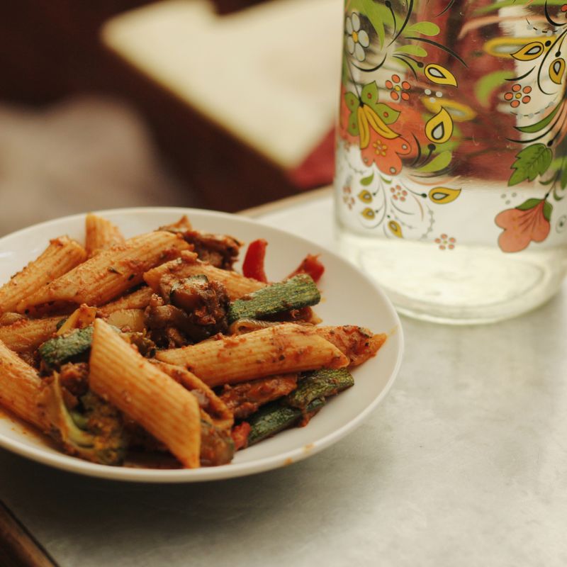 Baked Penne with Roasted Vegetables and Ricotta