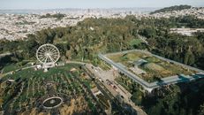 Aerial View of Green Trees and White Ferris Wheel
