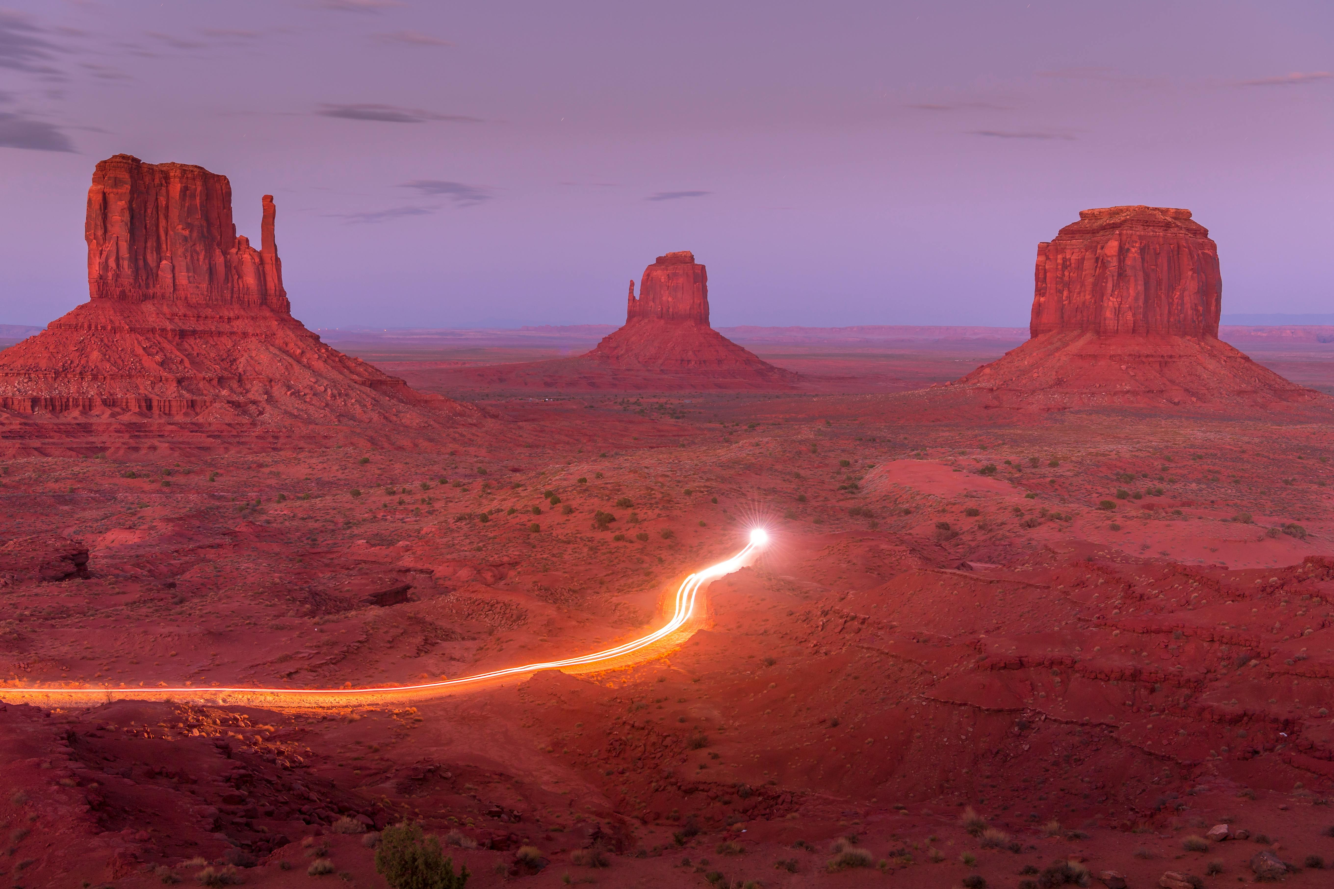 Wallpaper Monument Valley USA mountains sky blue clouds evening  1920x1080 Full HD 2K Picture Image