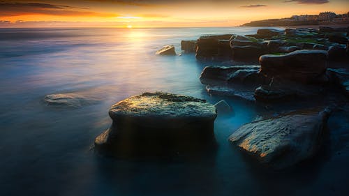 Základová fotografie zdarma na téma dlouhá expozice, horizont, kameny