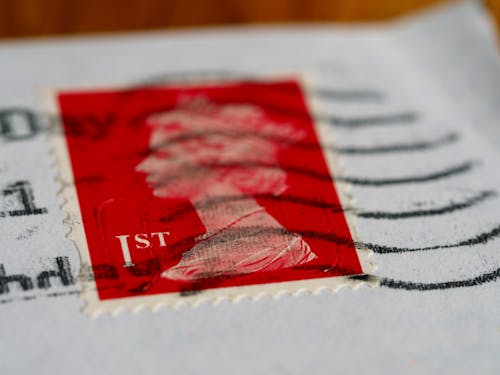 Free Red and White Postage Stamp Stock Photo