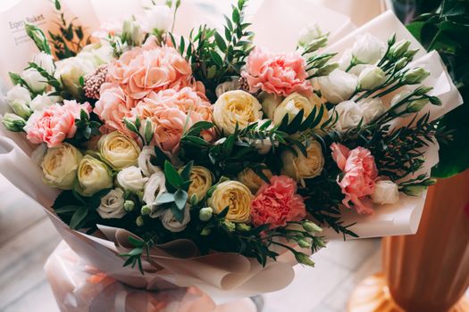 Carnation bouquet tropical arrangement Colombia
