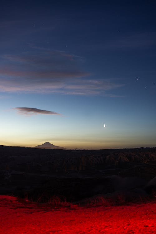 Moon and Stars over the Plateau at Dawn