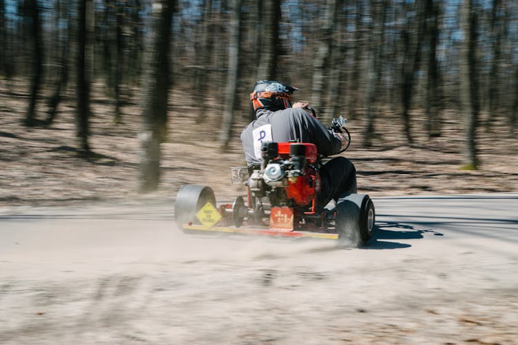 Man Riding In A Vintage Kart Race